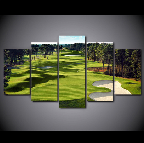 Pleasant Golf Field - Nature 5 Panel Canvas Art Wall Decor Pleasant Golf Field - Nature 5 Panel Canvas Art Wall Decor