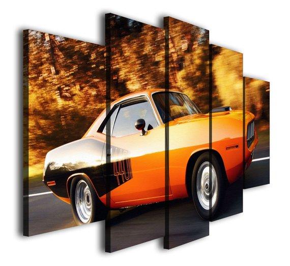 Plymouth Barracuda Racing Car - Automative 5 Panel Canvas Art Wall Decor Plymouth Barracuda Racing Car - Automative 5 Panel Canvas Art Wall Decor
