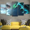 Pokemon Charizard Vs Greninja Anime - 5 Panel Canvas Art Wall Decor