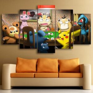 Pokemon Playing Cards - Anime 5 Panel Canvas Art Wall Decor