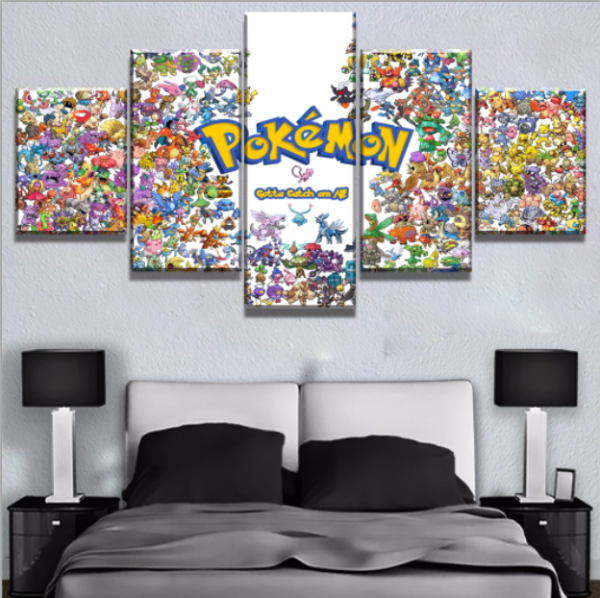Pokemon Poster Anime - 5 Panel Canvas Art Wall Decor Pokemon Poster Anime - 5 Panel Canvas Art Wall Decor