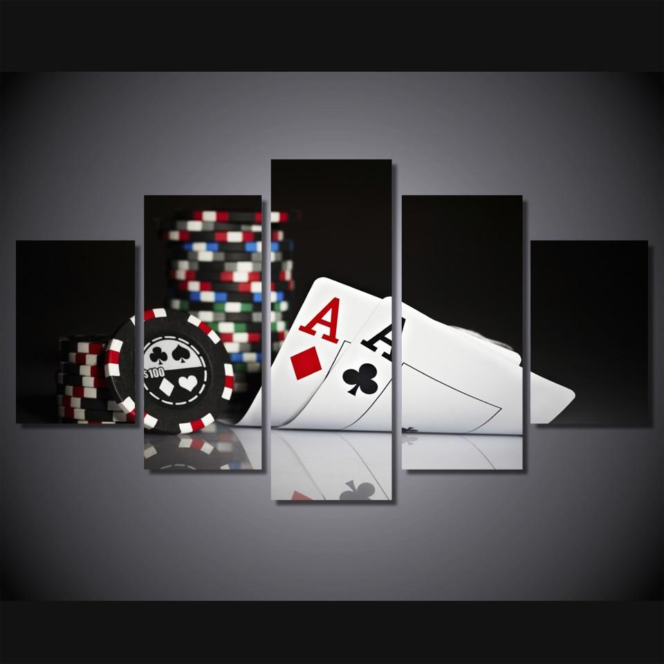 Poker - Gaming 5 Panel Canvas Art Wall Decor Poker - Gaming 5 Panel Canvas Art Wall Decor