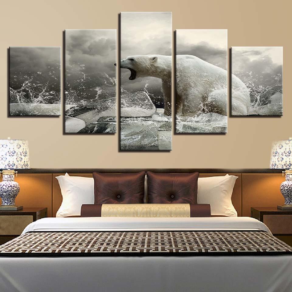 Polar Bear 8 - Animal 5 Panel Canvas Art Wall Decor Polar Bear 8 - Animal 5 Panel Canvas Art Wall Decor
