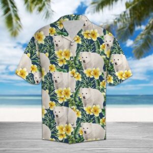 Polar Bear Frangipani Hawaiian Shirt Summer Button Up