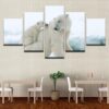 Polar Bears Mother And Cub - Animal 5 Panel Canvas Art Wall Decor