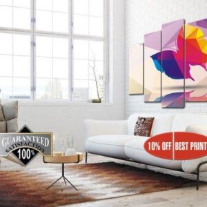 Poligonal Butterfly - Abstract Animal 5 Panel Canvas Art Wall Decor