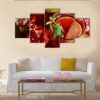 Pomegranate Drink In Glasses - Kitchen 5 Panel Canvas Art Wall Decor