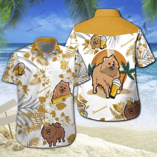 Pomeranian Beer Hawaiian Shirt Summer Button Up Pomeranian Beer Hawaiian Shirt Summer Button Up