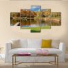 Pond In Public Park Szczesliwice In Warsaw - Nature 5 Panel Canvas Art Wall Decor