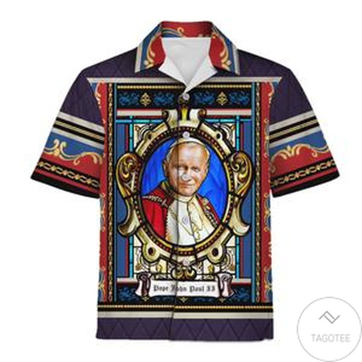 Pope John Paul Ii Stained Glass Hawaiian Shirt Pope John Paul Ii Stained Glass Hawaiian Shirt