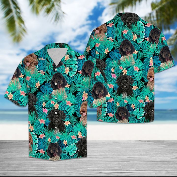 Portuguese Water Dog Tropical Hawaiian Shirt Summer Button Up Portuguese Water Dog Tropical Hawaiian Shirt Summer Button Up