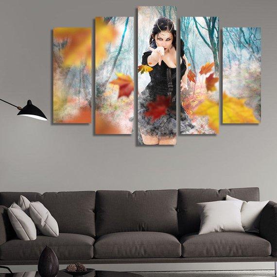 Powerful Girl - Abstract 5 Panel Canvas Art Wall Decor Powerful Girl - Abstract 5 Panel Canvas Art Wall Decor