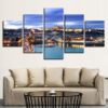 Prague Castle Bridge City Night Scene Landscape Beautiful - Nature 5 Panel Canvas Art Wall Decor