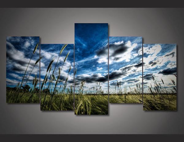 Prairie Landscape And Sky 01 - Nature 5 Panel Canvas Art Wall Decor Prairie Landscape And Sky 01 - Nature 5 Panel Canvas Art Wall Decor