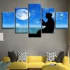 Praying Under The Moon - Nature 5 Panel Canvas Art Wall Decor
