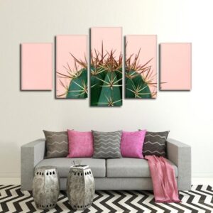 Prickly Cactus 1 - Nature 5 Panel Canvas Art Wall Decor