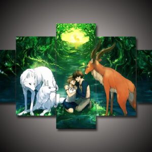 Princess Mononoke 1 - Anime 5 Panel Canvas Art Wall Decor