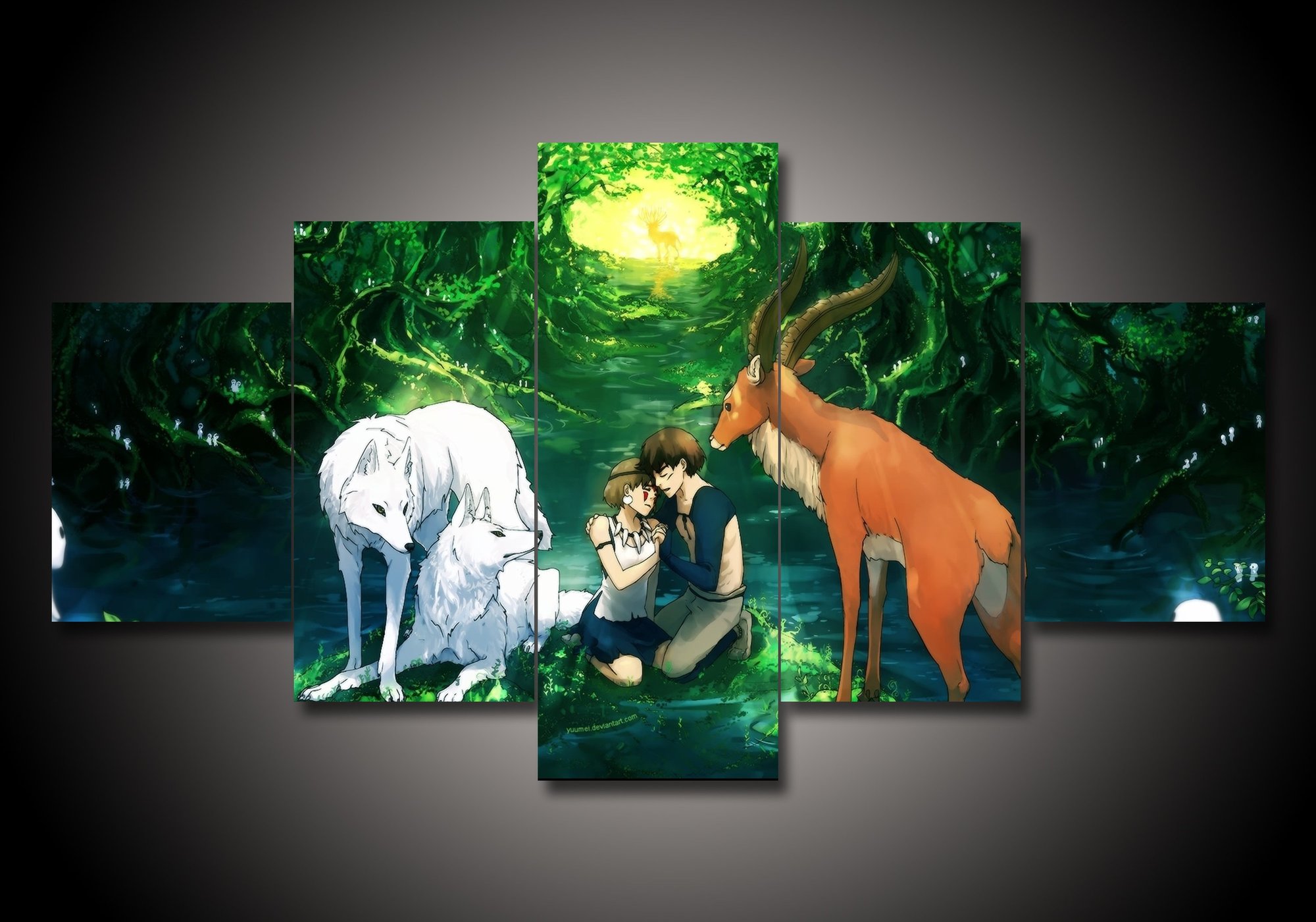 Princess Mononoke 1 - Anime 5 Panel Canvas Art Wall Decor Princess Mononoke 1 - Anime 5 Panel Canvas Art Wall Decor