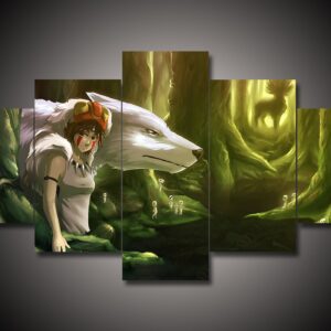 Princess Mononoke 2 - Anime 5 Panel Canvas Art Wall Decor