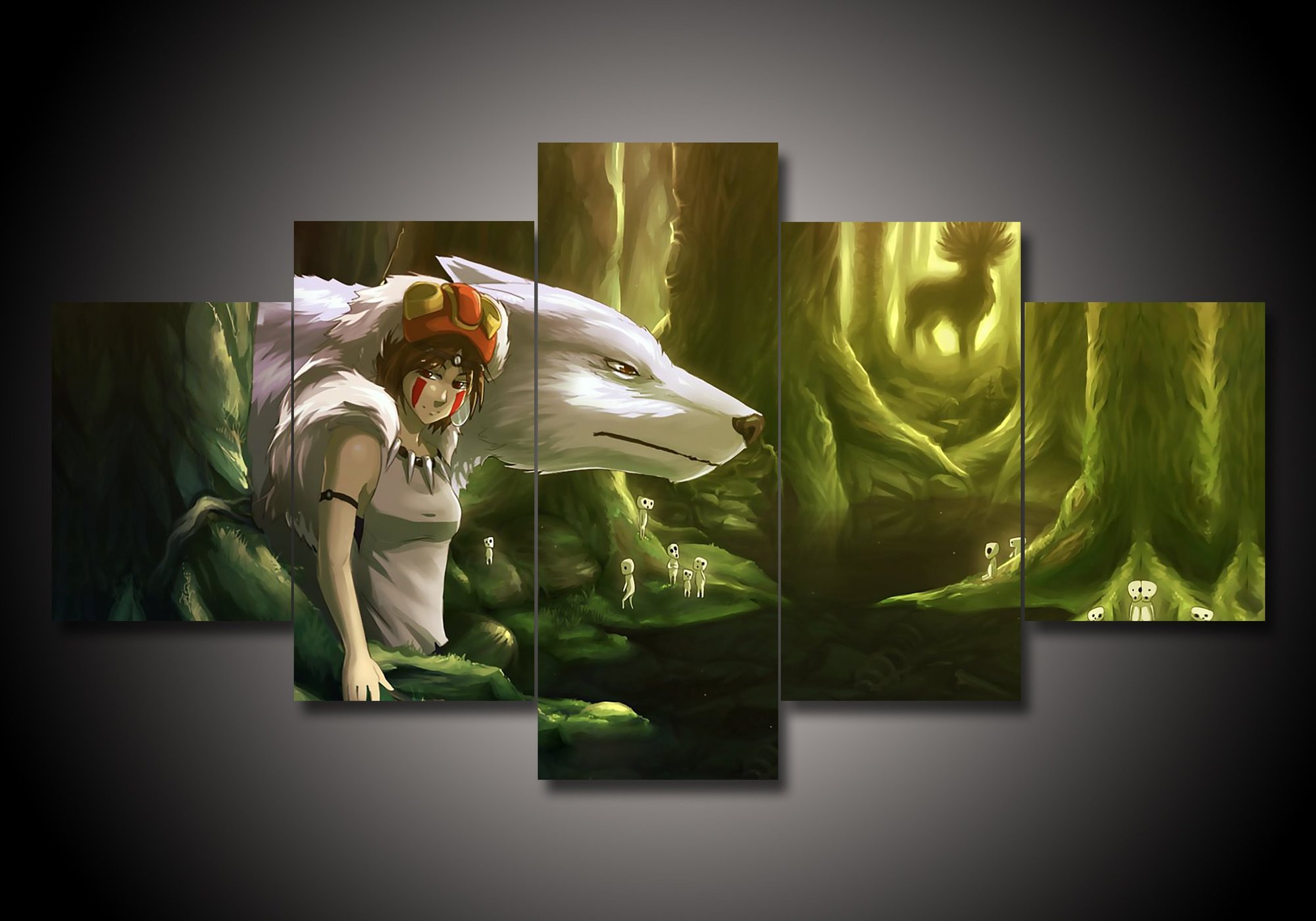 Princess Mononoke 2 - Anime 5 Panel Canvas Art Wall Decor Princess Mononoke 2 - Anime 5 Panel Canvas Art Wall Decor