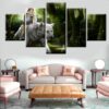Princess Mononoke Riding Wolf - Cartoon 5 Panel Canvas Art Wall Decor