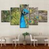 Proud Peacock - Animal 5 Panel Canvas Art Wall Decor
