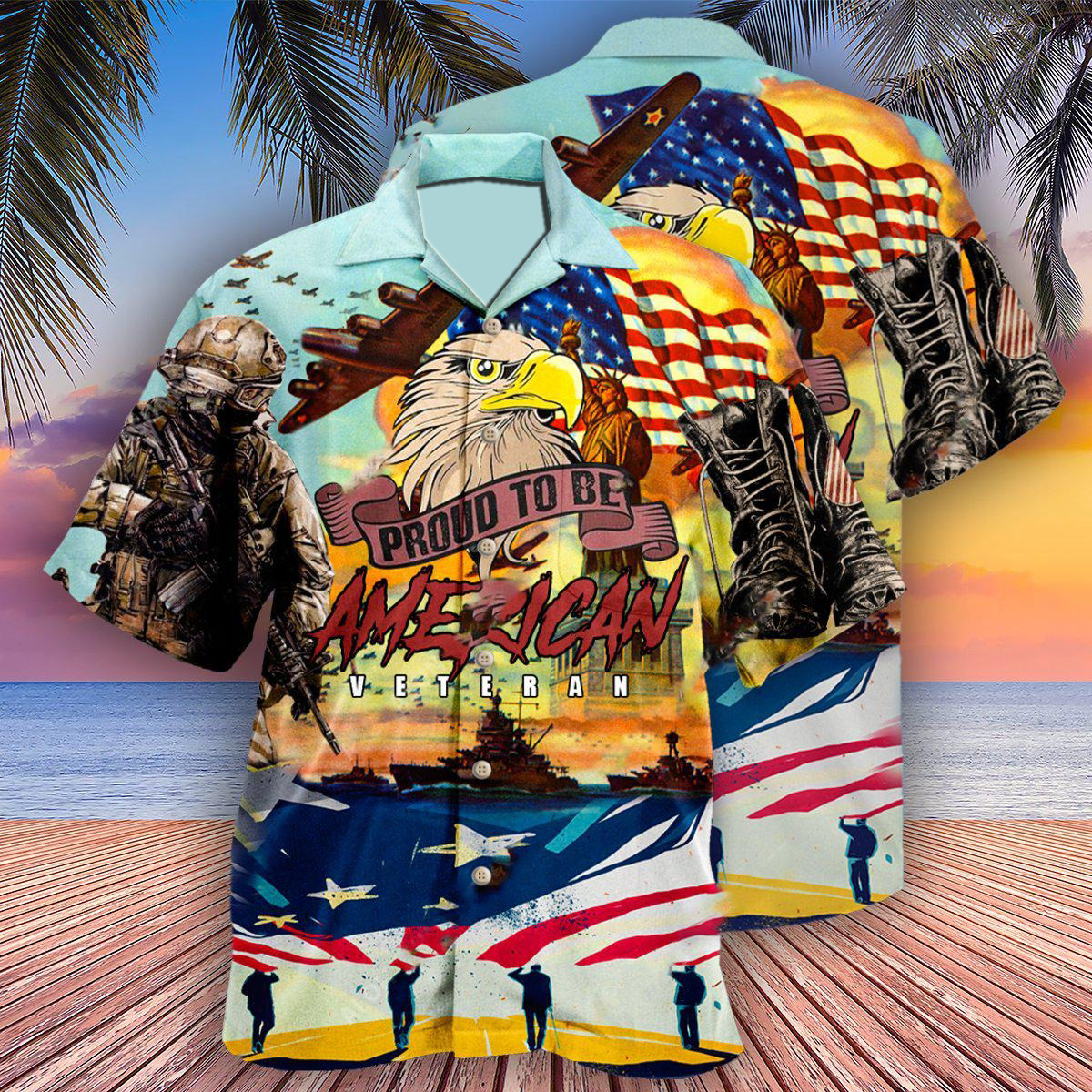 Proud To Be An American Veteran Unisex Hawaiian Shirt Proud To Be An American Veteran Unisex Hawaiian Shirt