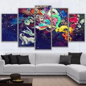 Psychedelic Astronaut - Abstract 5 Panel Canvas Art Wall Decor