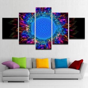 Psychedelic Bloom - Abstract 5 Panel Canvas Art Wall Decor