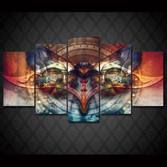 Psychedelic Butterfly 1 - Abstract Animal 5 Panel Canvas Art Wall Decor Psychedelic Butterfly 1 - Abstract Animal 5 Panel Canvas Art Wall Decor