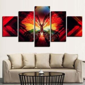 Psychedelic Butterfly - Abstract Animal 5 Panel Canvas Art Wall Decor