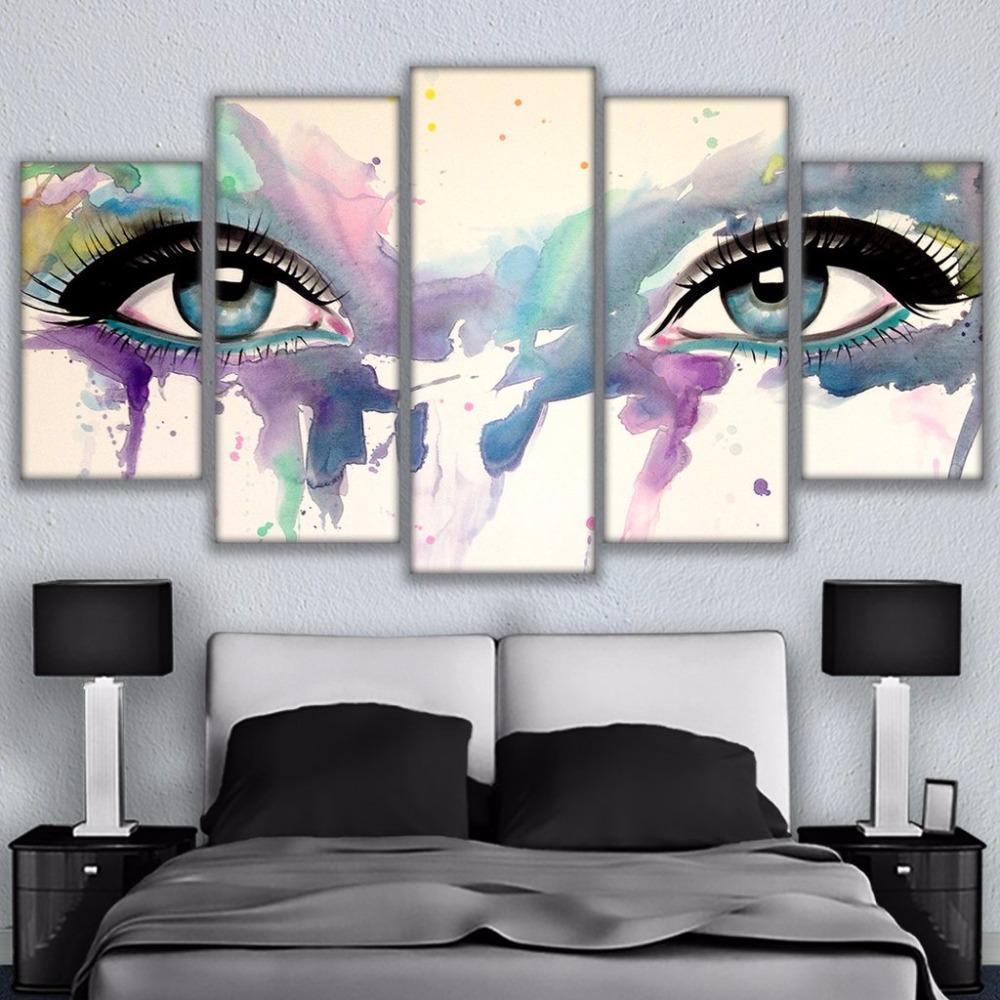 Psychedelic Eyes -Abstract 5 Panel Canvas Art Wall Decor Psychedelic Eyes -Abstract 5 Panel Canvas Art Wall Decor
