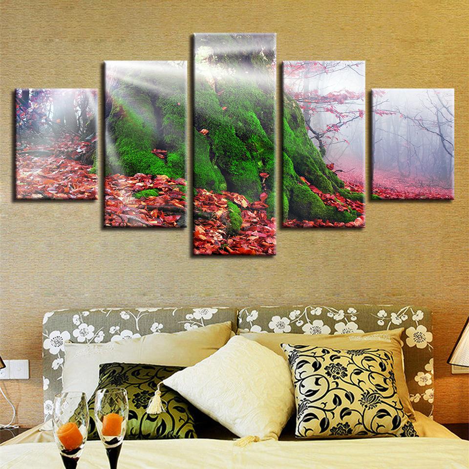 Psychedelic Forest Beautiful Flowers - Nature 5 Panel Canvas Art Wall Decor Psychedelic Forest Beautiful Flowers - Nature 5 Panel Canvas Art Wall Decor