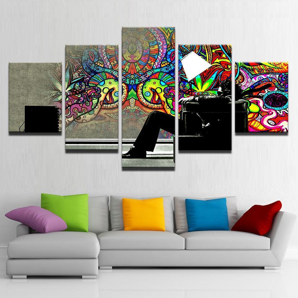 Psychedelic Graffiti - Abstract 5 Panel Canvas Art Wall Decor Psychedelic Graffiti - Abstract 5 Panel Canvas Art Wall Decor