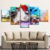 Psychedelic Horse Head - Abstract Animal 5 Panel Canvas Art Wall Decor