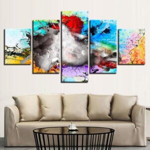 Psychedelic Horse Head - Abstract Animal 5 Panel Canvas Art Wall Decor