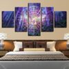 Psychedelic Kaleidoscope Owl Bird - Animal 5 Panel Canvas Art Wall Decor