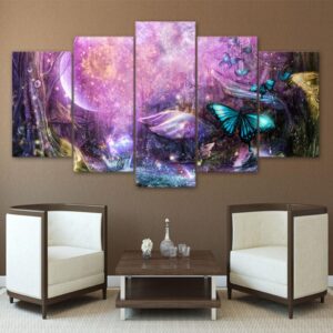 Psychedelic Light World - Abstract 5 Panel Canvas Art Wall Decor