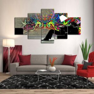 Psychedelic Music - Music 5 Panel Canvas Art Wall Decor