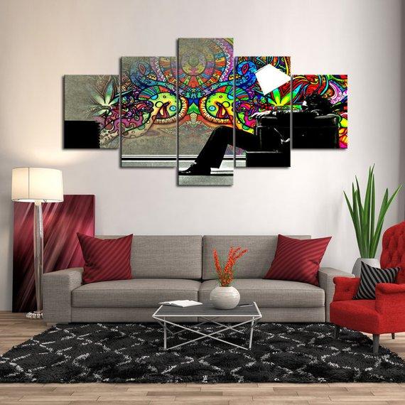 Psychedelic Music - Music 5 Panel Canvas Art Wall Decor Psychedelic Music - Music 5 Panel Canvas Art Wall Decor
