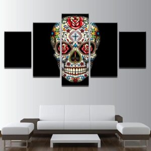 Psychedelic Roses & Flowers - Abstract 5 Panel Canvas Art Wall Decor