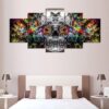 Psychedelic Skull Weed Effect 1 - Abstract 5 Panel Canvas Art Wall Decor