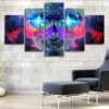 Psychedelic Skull - Abstract 5 Panel Canvas Art Wall Decor