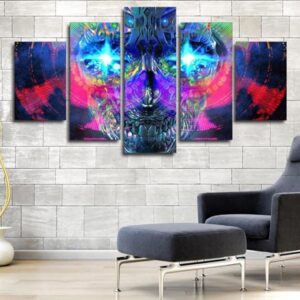 Psychedelic Skull - Abstract 5 Panel Canvas Art Wall Decor