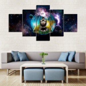 Psychedelic Space - Space 5 Panel Canvas Art Wall Decor