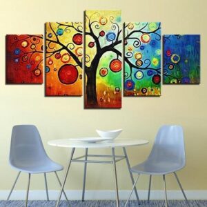 Psychedelic Tree - Abstract 5 Panel Canvas Art Wall Decor