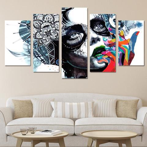 Psychedelic Woman - Abstract 5 Panel Canvas Art Wall Decor Psychedelic Woman - Abstract 5 Panel Canvas Art Wall Decor