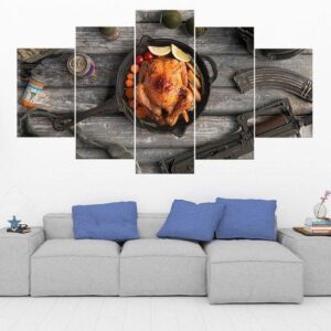 Pubg Chicken Dinner - Gaming 5 Panel Canvas Art Wall Decor