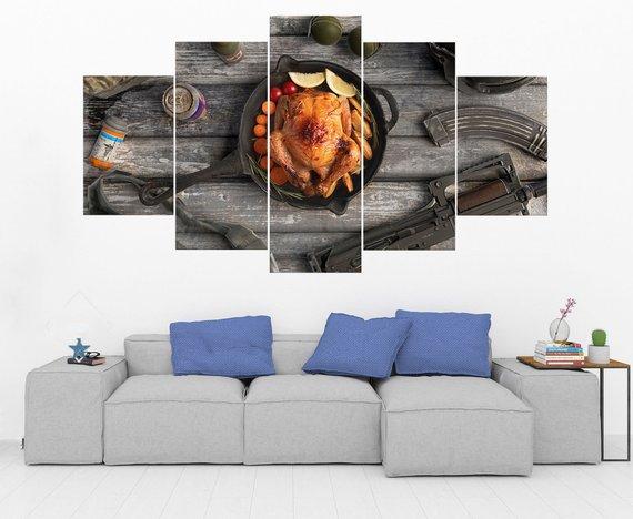 Pubg Chicken Dinner - Gaming 5 Panel Canvas Art Wall Decor Pubg Chicken Dinner - Gaming 5 Panel Canvas Art Wall Decor