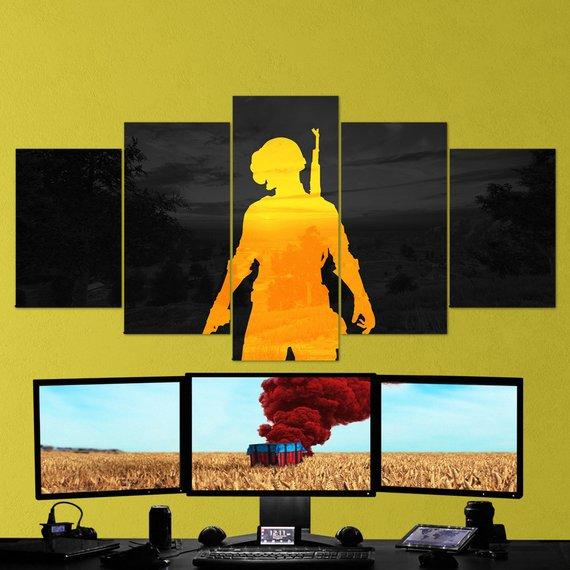 Pubg Hide - Gaming 5 Panel Canvas Art Wall Decor Pubg Hide - Gaming 5 Panel Canvas Art Wall Decor